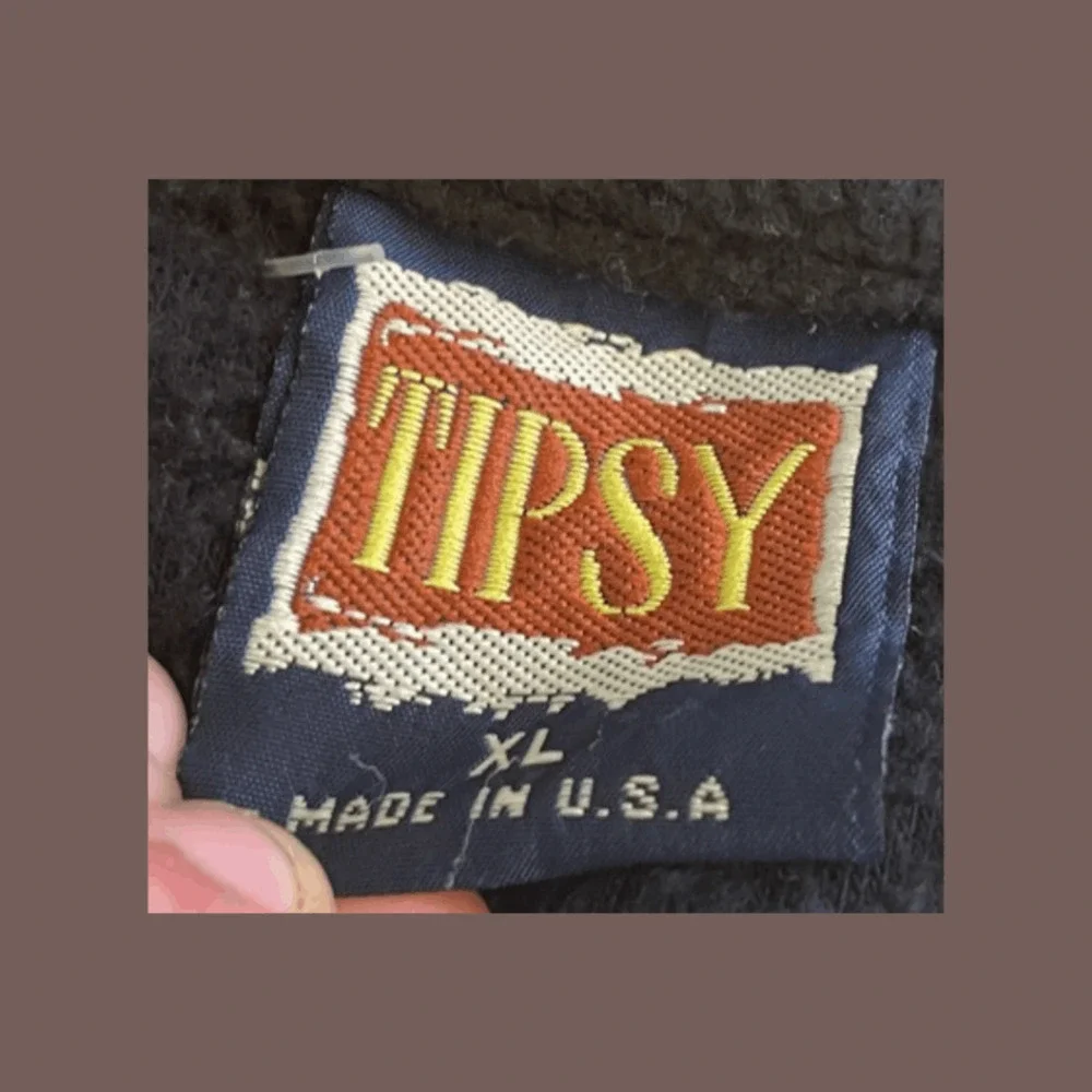Tipsy Reno Nevada Fleece Jacket | Black Zip | Size XL | Vintage